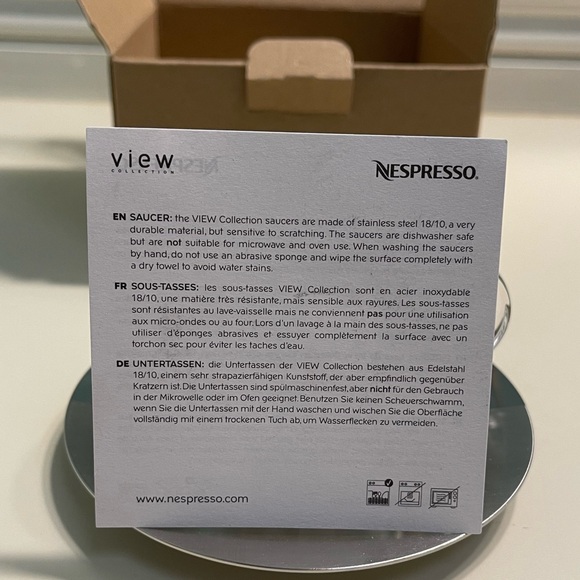Nespresso View Espresso Glass Cup & Steel Saucer Coffee Set 80mL New in Box - Picture 5 of 7